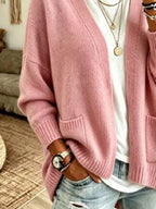 Open Front Knit Cardigan Pockets (2)