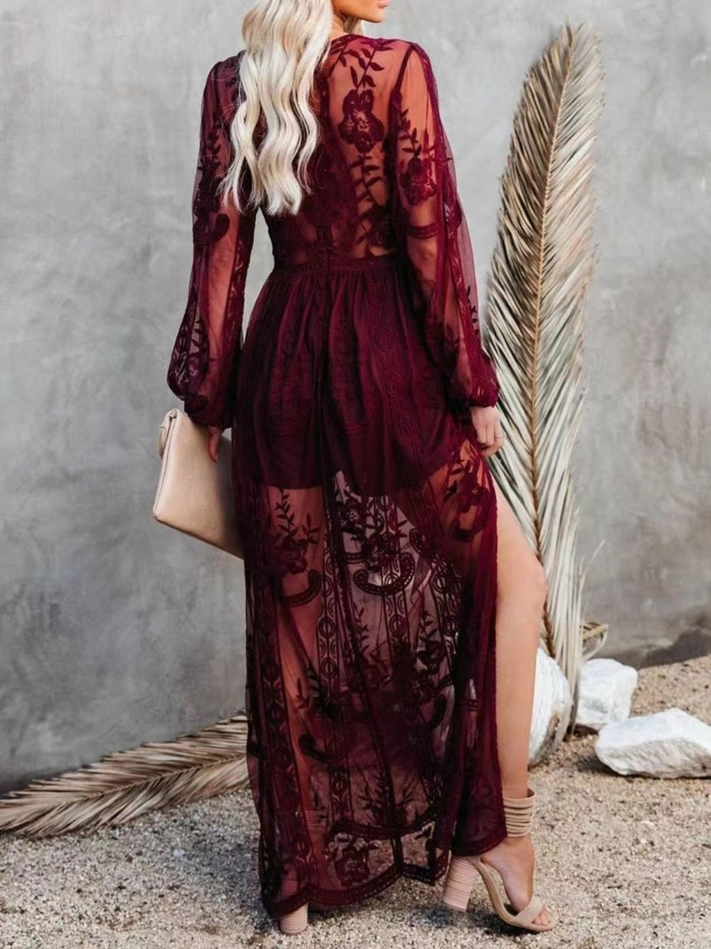 Floral Lace Slit Maxi Dress (16)