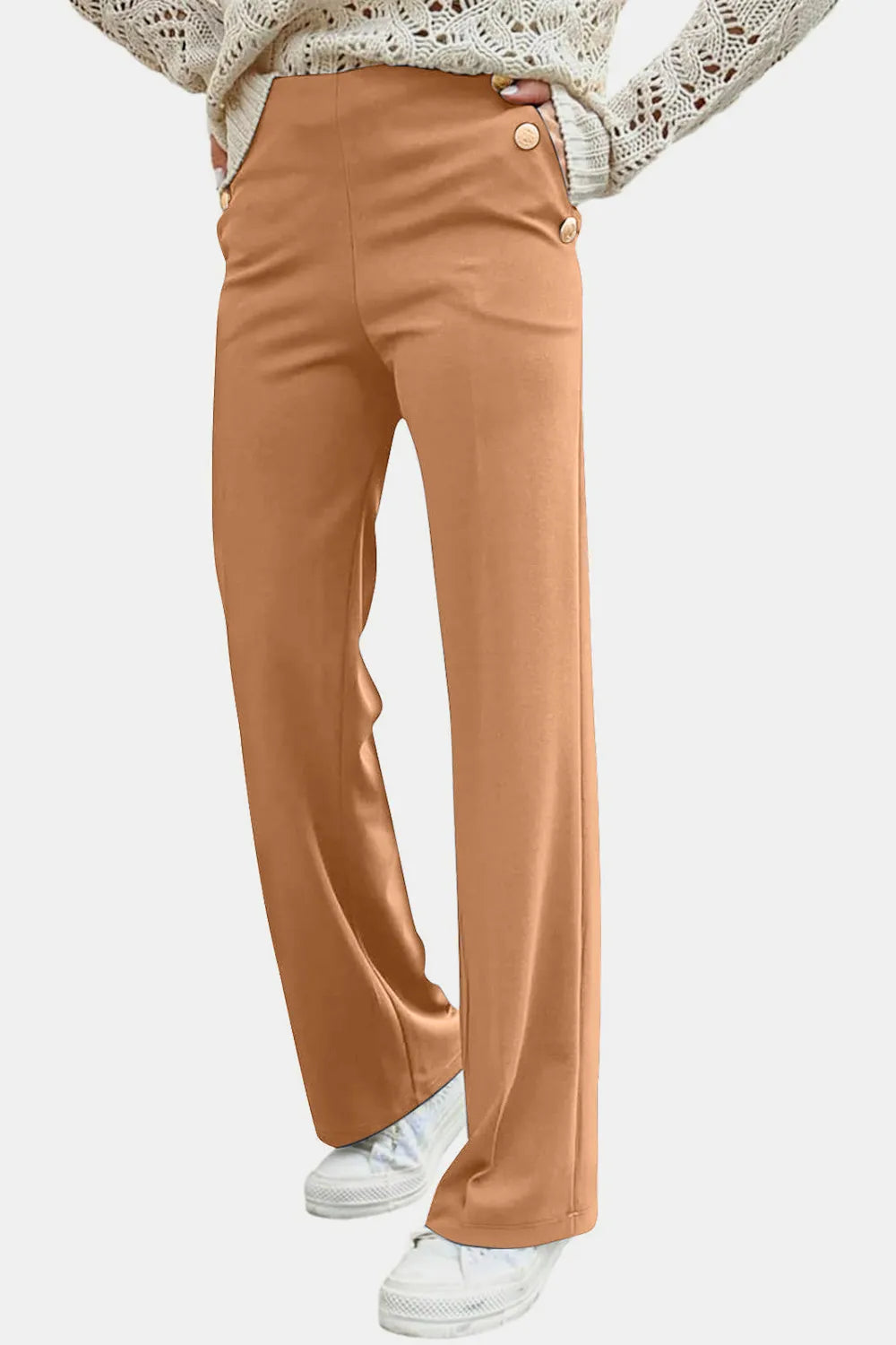 Decorative Button High Rise Pants (10)