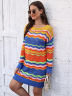 Openwork Round Neck Sweater Dress (5)