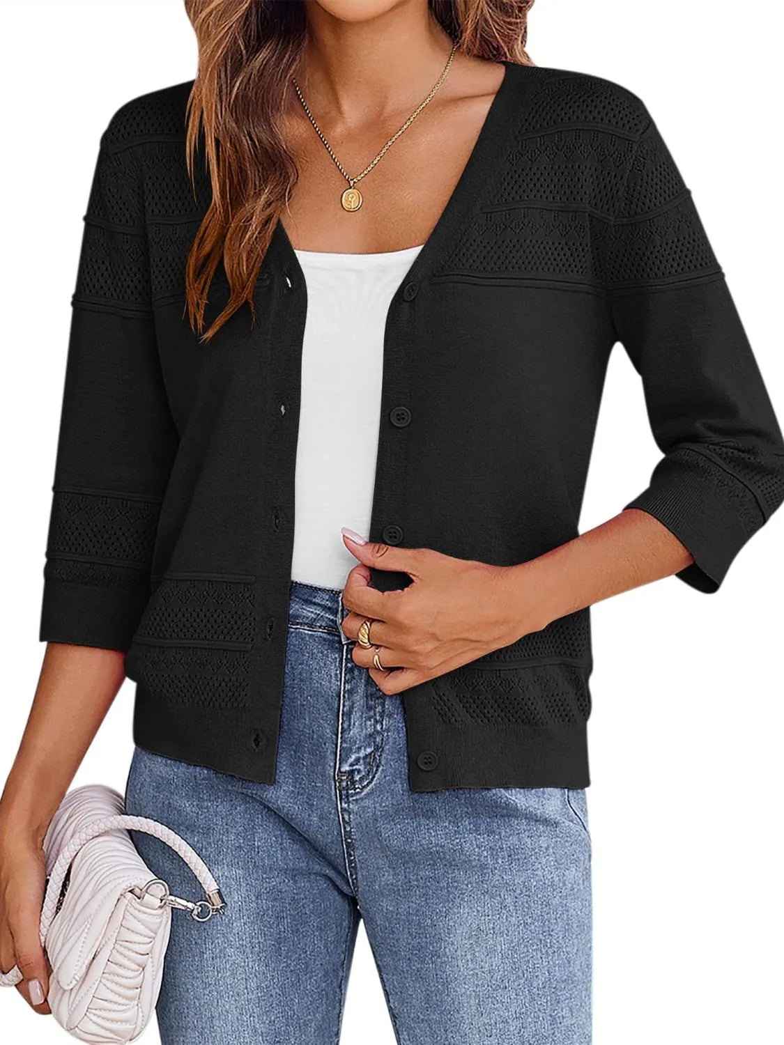 Button Up 3/4 Sleeve Cardigan (11)