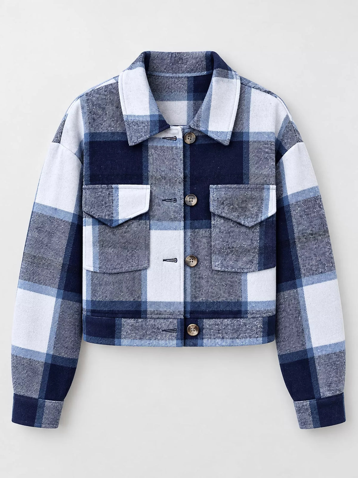 Plaid Button-front Cropped Jacket (8)
