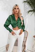 Lapel Collar Button Up Long Sleeve Shirt (14)
