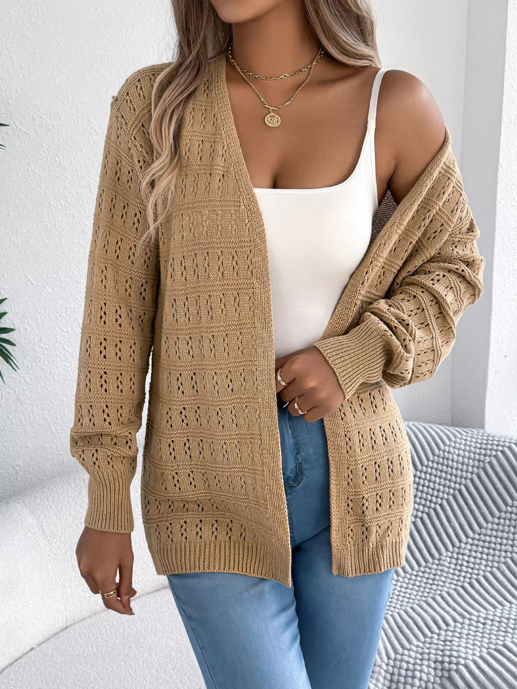 Open-front Crochet Knit Cardigan (11)