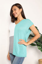 Block V-neck Knit Top (23)