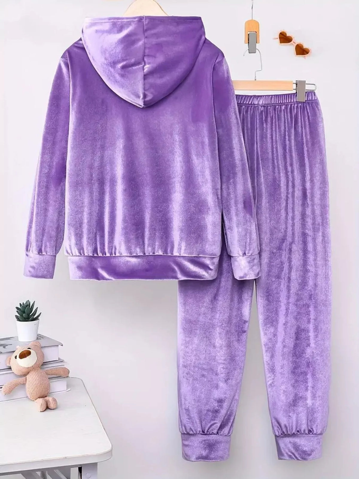 Full Size Velvet Hoodie Pants Set Plus (12)