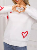 Valentine's Day Heart Print Crew Neck Sweater (13)