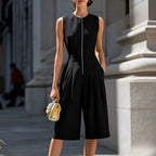 Sleeveless Wide-leg Zipper Front Jumpsuit (5)