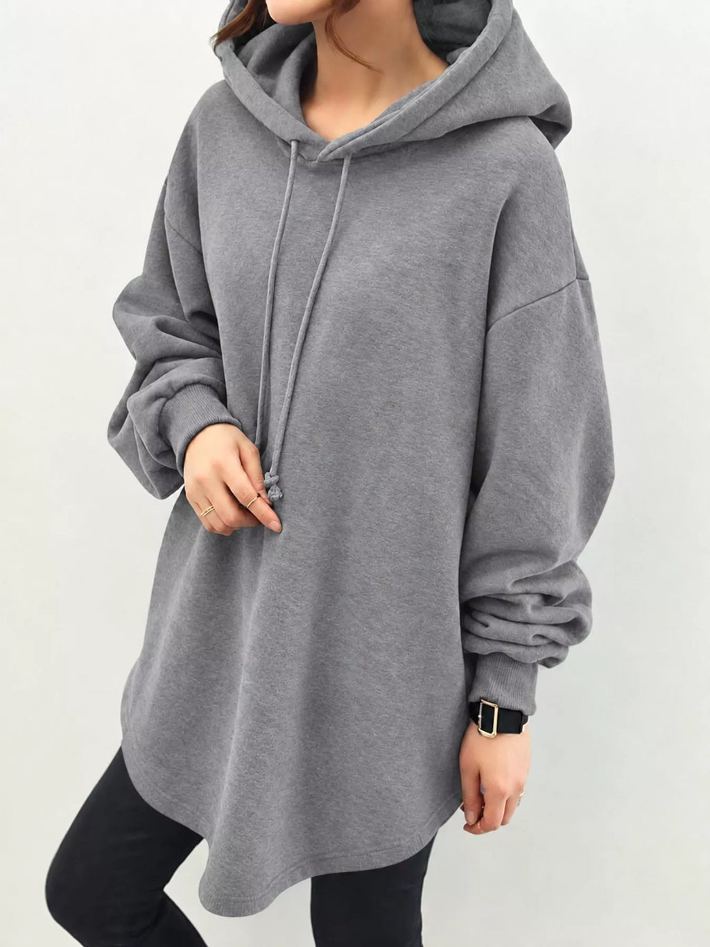 Full Size Drawstring Dropped Shoulder Hoodie Plus (6)