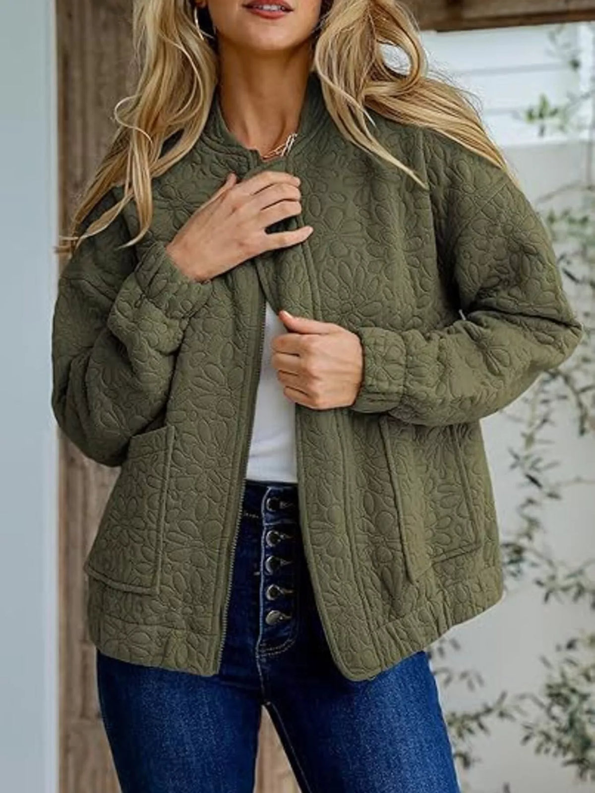 Floral Quilted Zip Up Jacket (3)