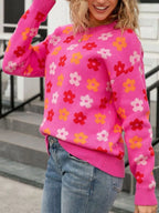 Floral Crew Neck Sweater (2)