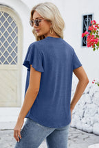 V-neck Flutter Sleeve T-shirt (8)