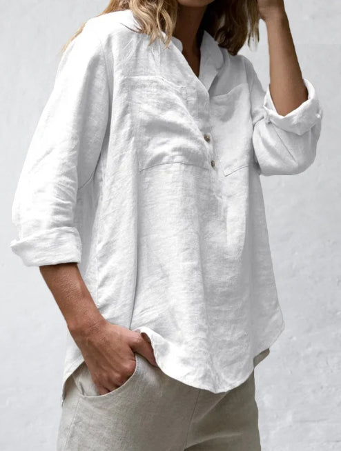 Casual White Linen Blouse photo 1