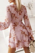 Printed Surplice Balloon Sleeve Mini Dress (14)