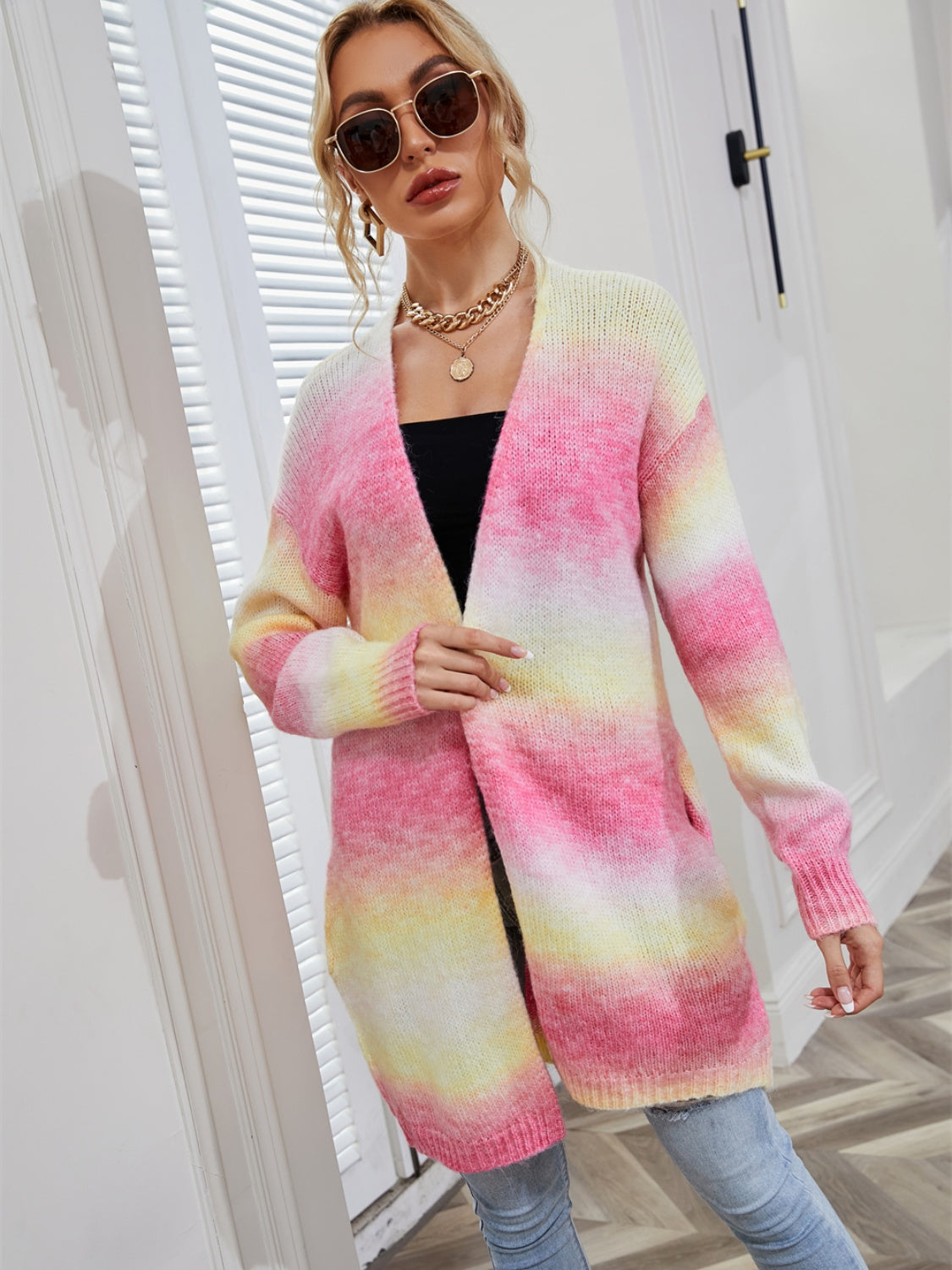 Full Size Gradient Open Front Cardigan (11)