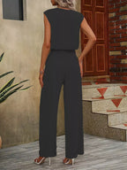 V-neck Sleeveless Tank Wide-leg Pants Set (7)