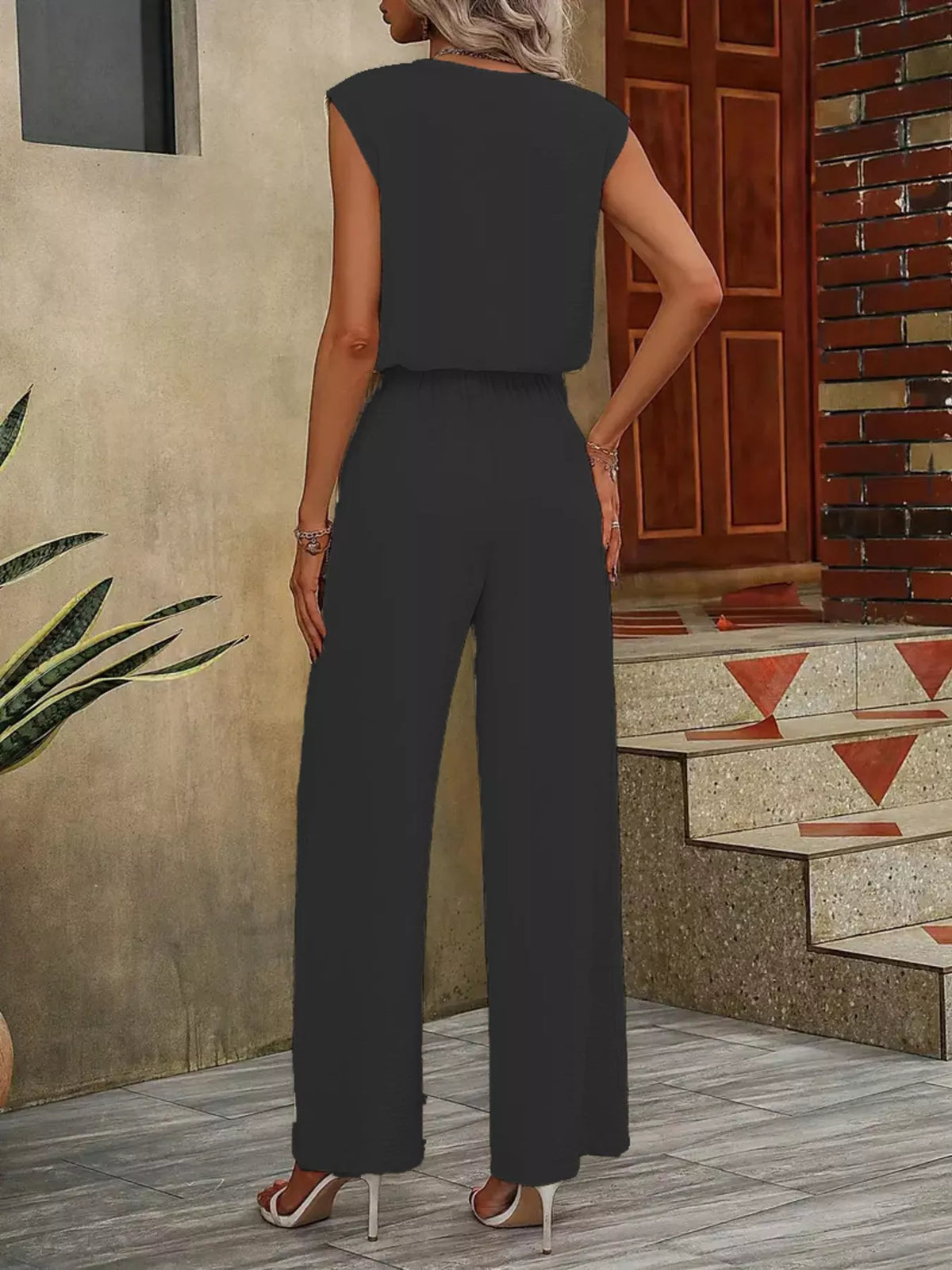 V-neck Sleeveless Tank Wide-leg Pants Set (7)