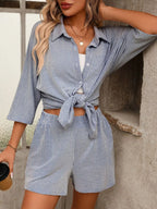 Textured Shirt Shorts Set (9)