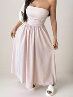 Striped Strapless Casual Maxi Dress (13)