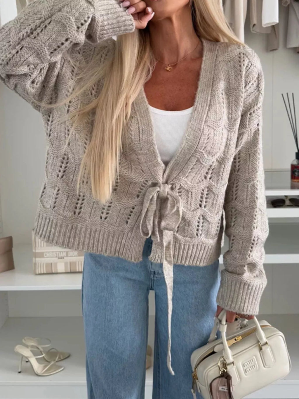 Tie-front Openwork Cardigan (7)