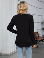 V-neck Long Sleeve Relaxed Fit T-shirt (25)