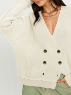 Double-breasted Cable Knit Cardigan (6)