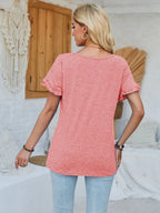 Frill Round Neck Petal Sleeve Blouse (9)