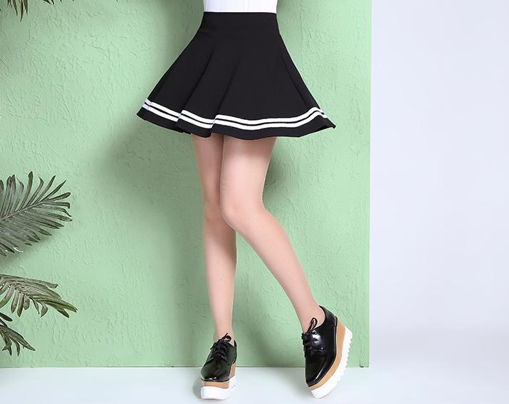 Skirt A-line Half-length Pleated High Waist Anti-light photo 2