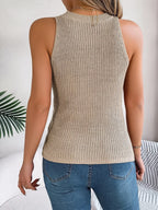 Cable-knit Round Neck Vest (6)