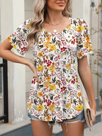 Floral Round Neck Short Sleeve Top (8)