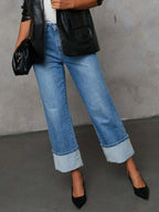 High Waisted Straight Leg Rolled Jeans (6)
