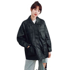 Motorcycle Leather Jacket Mid-length Windbreaker Pu photo 2