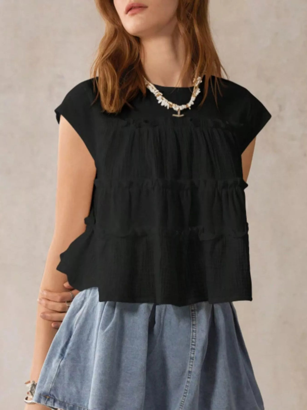 Tiered Cap Sleeve Blouse (9)