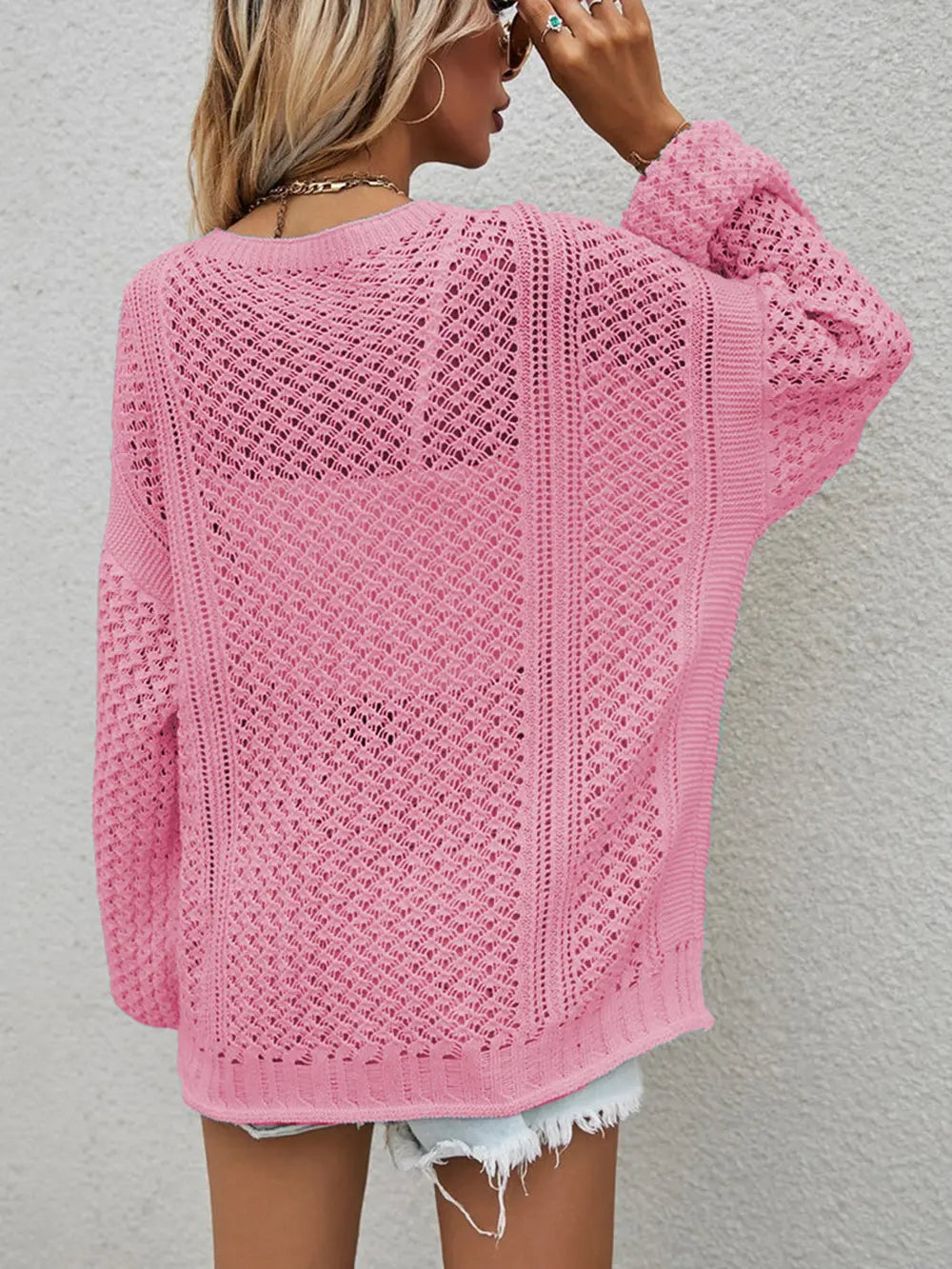 Openwork Button Front Cardigan (2)