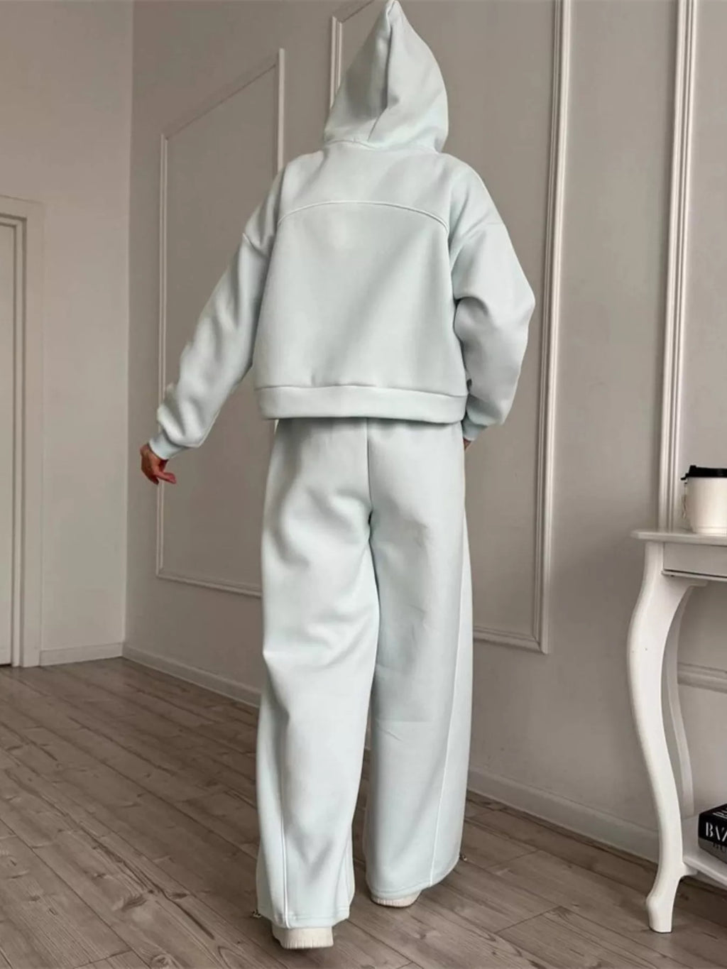 Fleece Zip-up Hoodie Joggers Set (21)