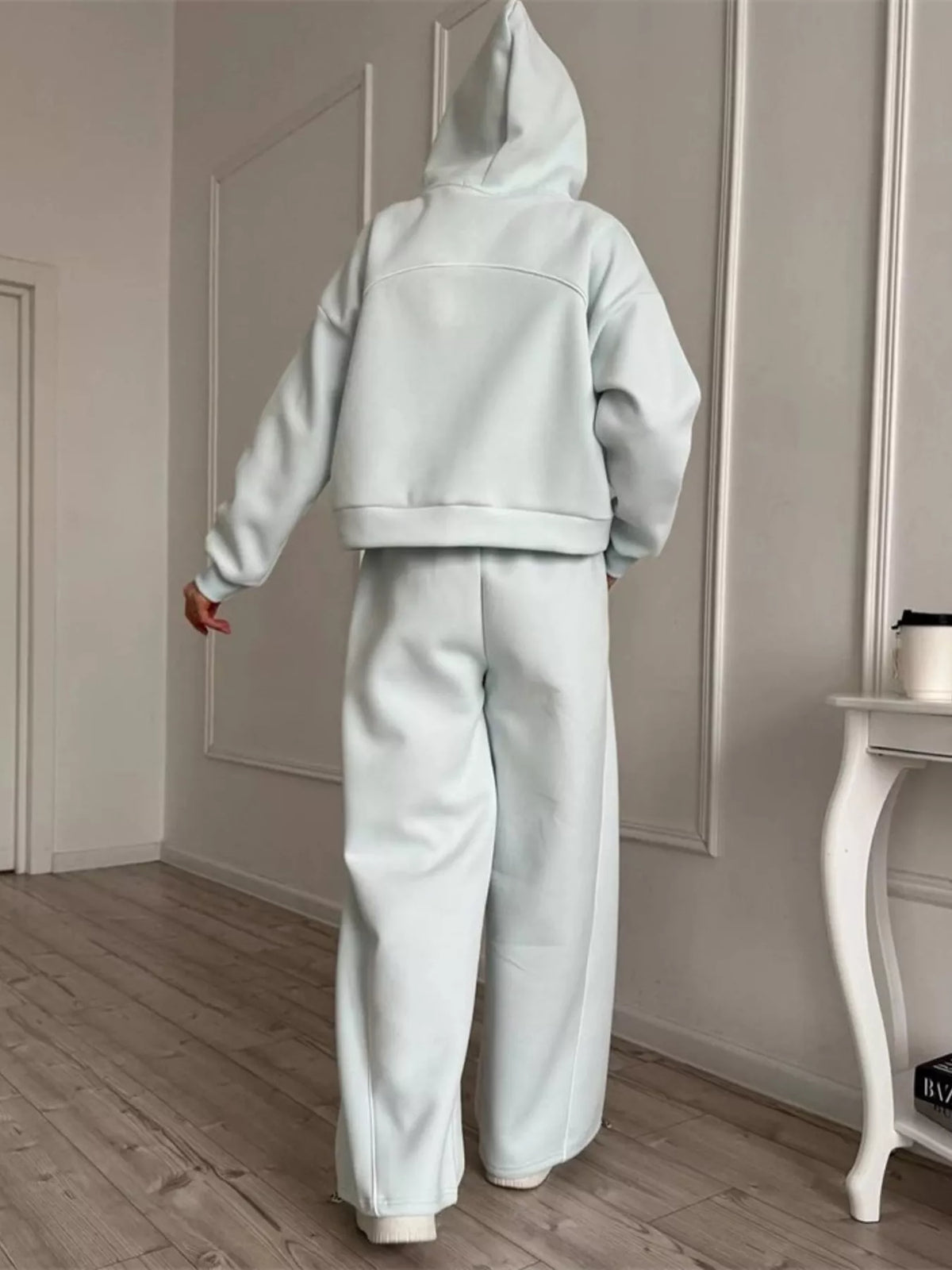 Fleece Zip-up Hoodie Joggers Set (21)
