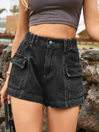 High Waist Denim Shorts Pockets (23)