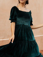 Smocked Half Sleeve Tiered Midi Dress (6)