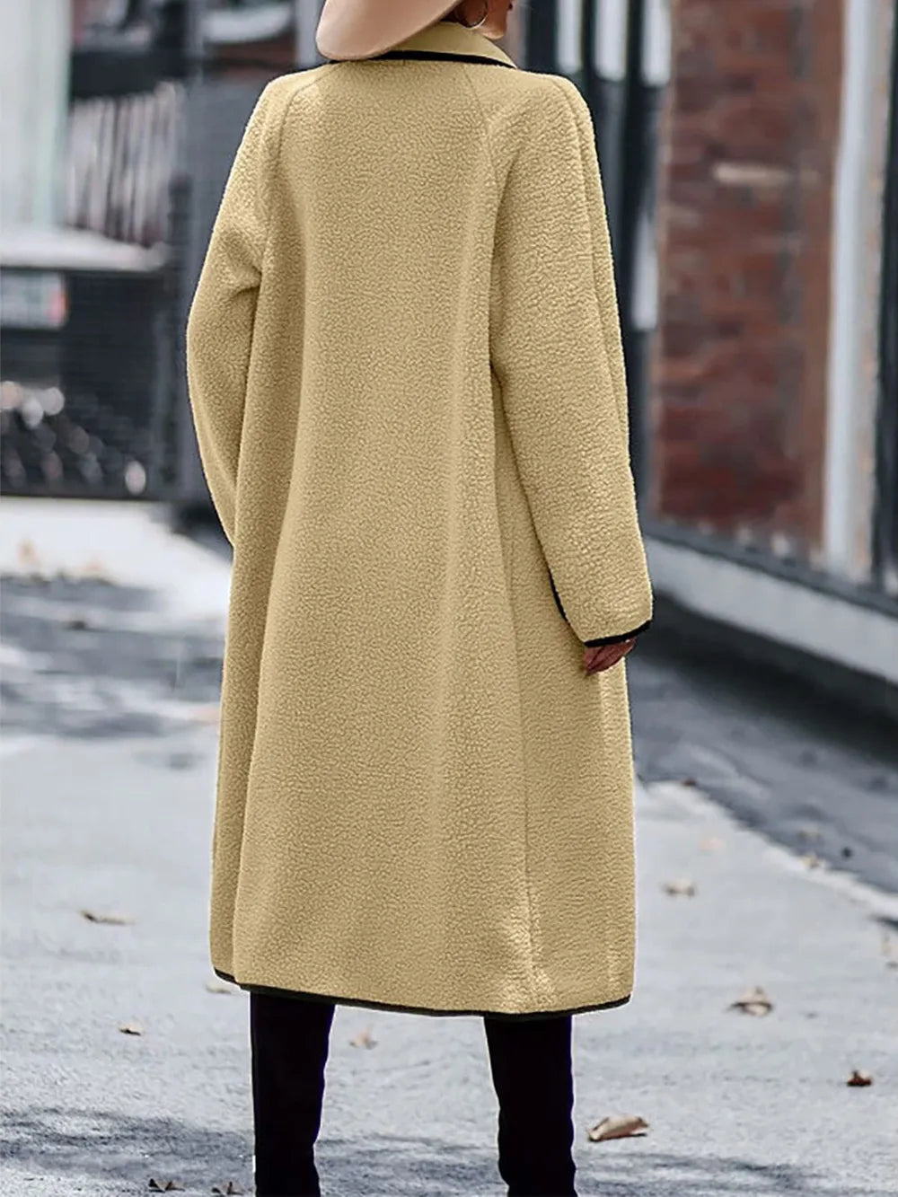 Full Size Contrast Trim Long Sleeve Coat Pockets (2)