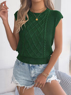 Cable Knit Cap Sleeve Sweater (7)