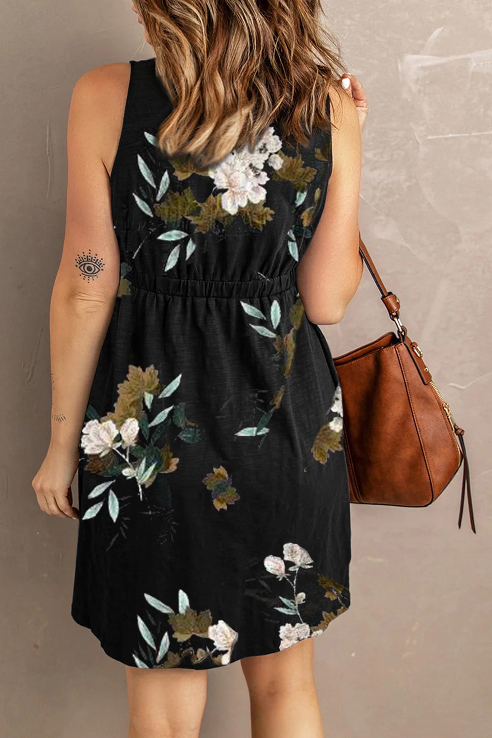 Printed Sleeveless Button Dress (13)