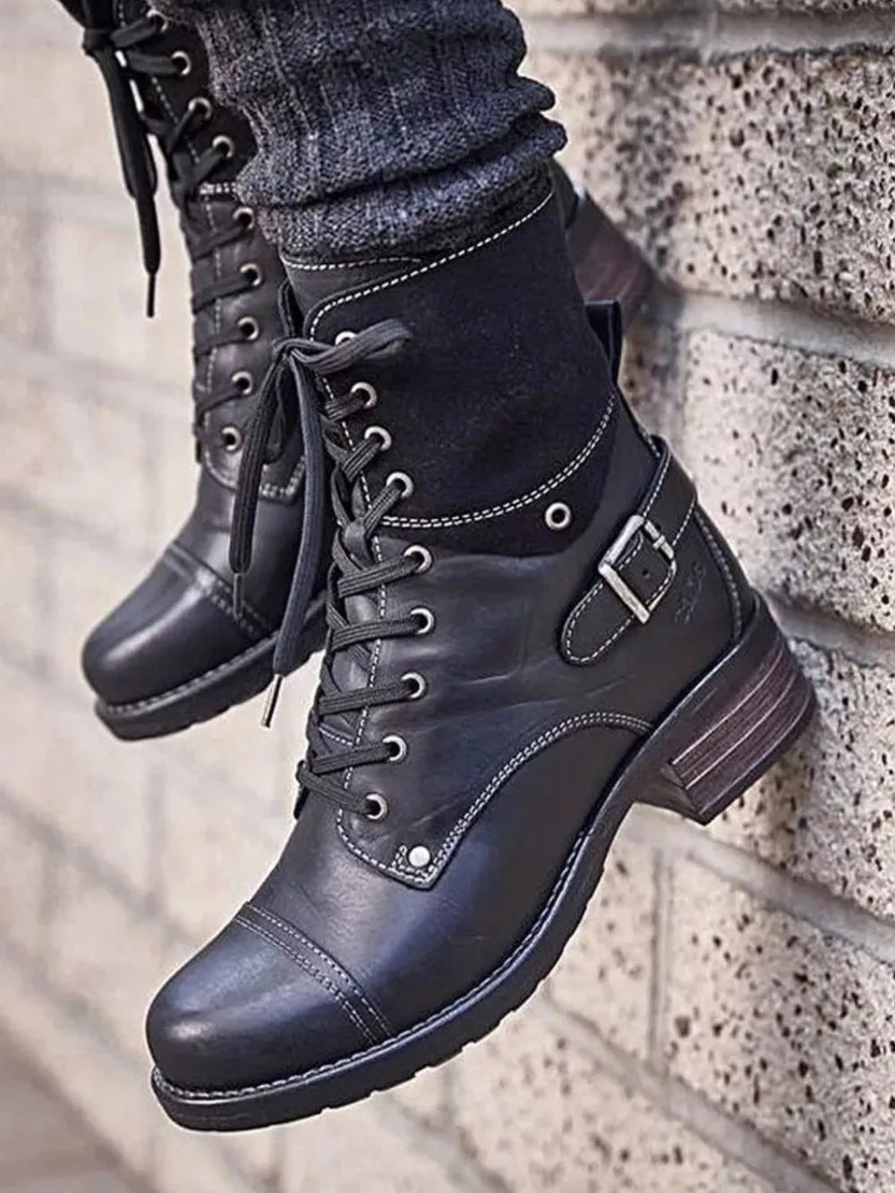 Lace-up Block Heel Boots (2)