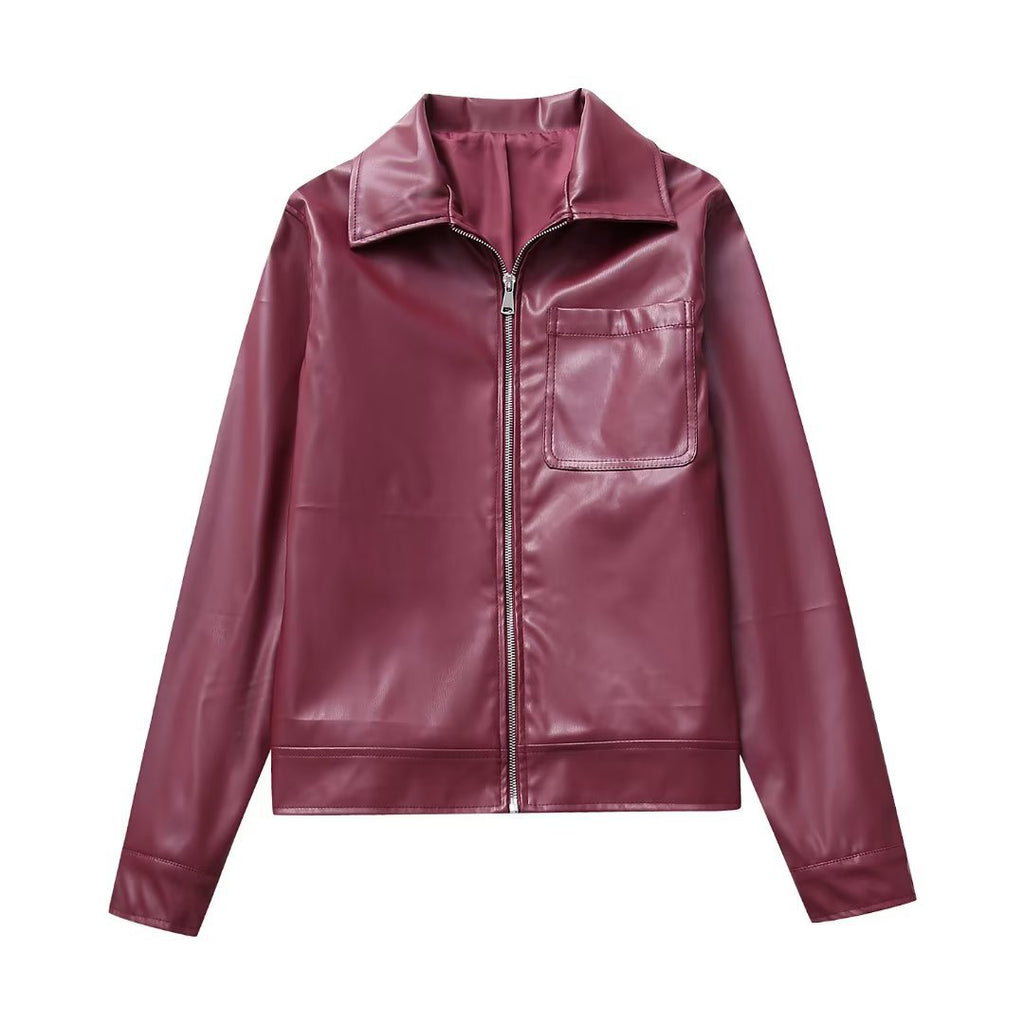 Cool Wild Lapel Leather Biker's Jacket photo 2
