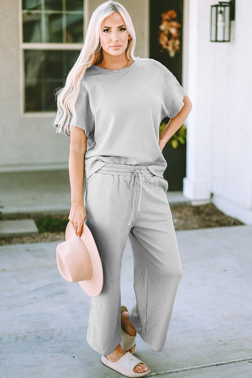 Short Sleeve Top Pants Set (34)