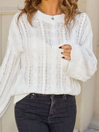 Cable Knit Long Sleeve Sweater (4)