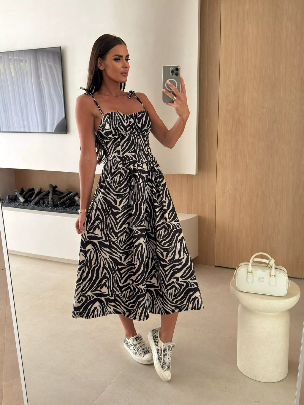 Printed Tie-strap Midi Dress (26)