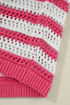 Stripe Hollowed Knit Sleeveless Sweater Dress (13)