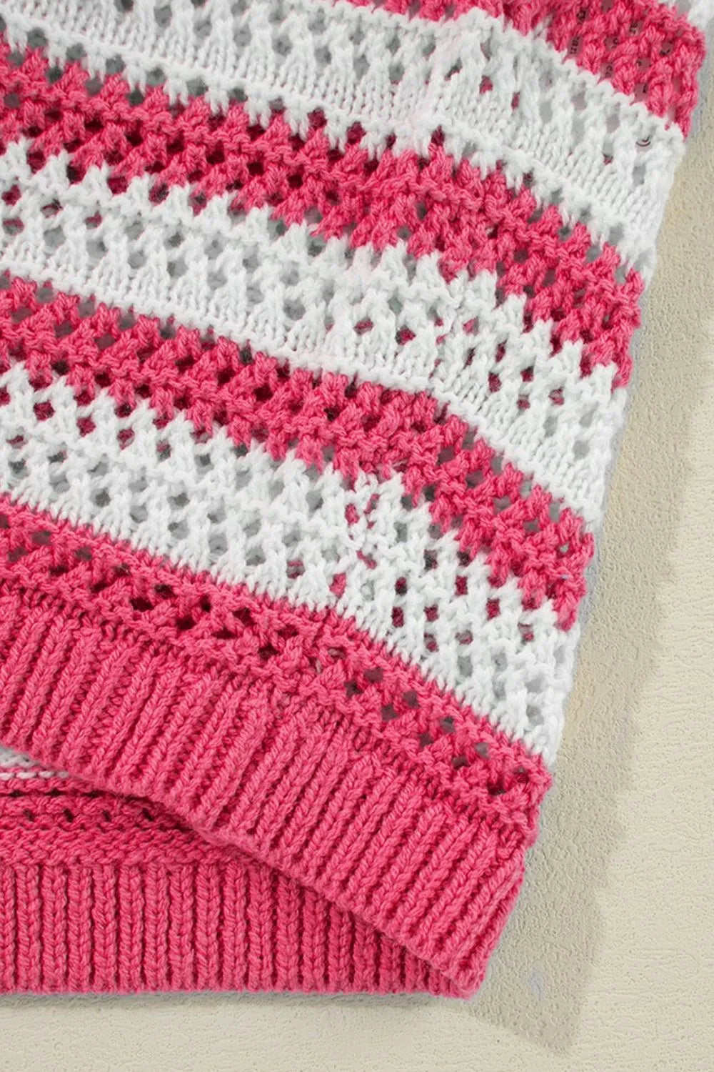 Stripe Hollowed Knit Sleeveless Sweater Dress (13)