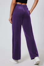 Drawstring Elastic Waist Straight Leg Pants (18)