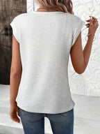 Heathered Round Neck Cap Sleeve T-shirt (2)